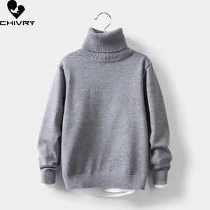 New 2021 Kids Children Solid Pullover Turtleneck Sweater Autumn Winter Boys Girls Knitted Sweaters Tops Clothing for 3-10T