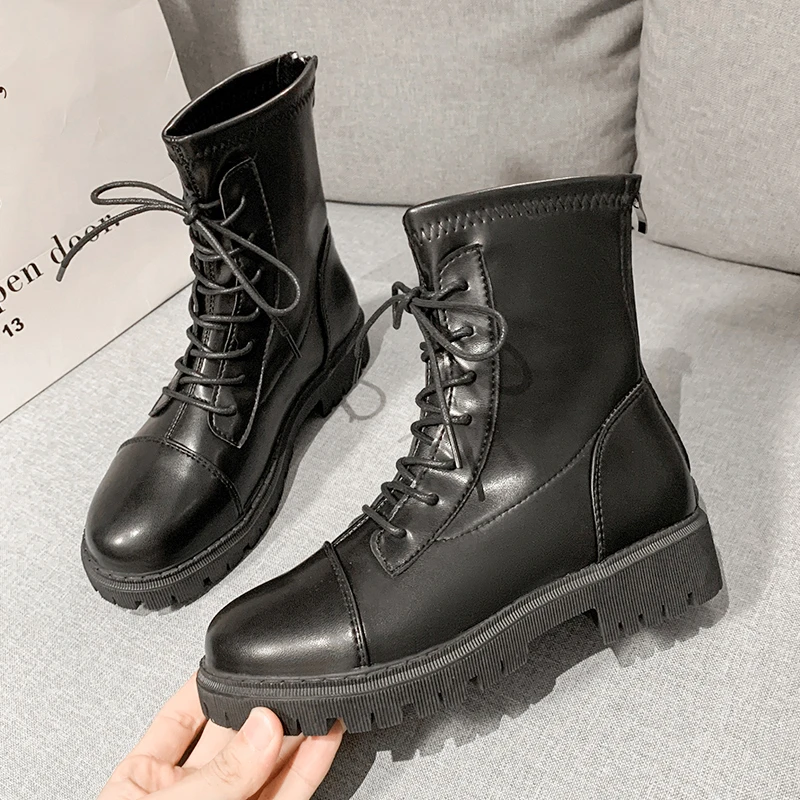 

Casual Knight Boots 2021 New Women's Martin Boots Autumn Winter Single Boots Women British Short Boots Round Head Mid Heel Boots