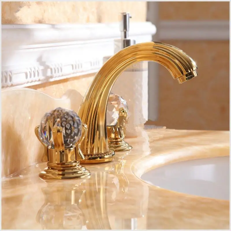 Смеситель для умывальника роскошный кран из латуни с золотым покрытием и