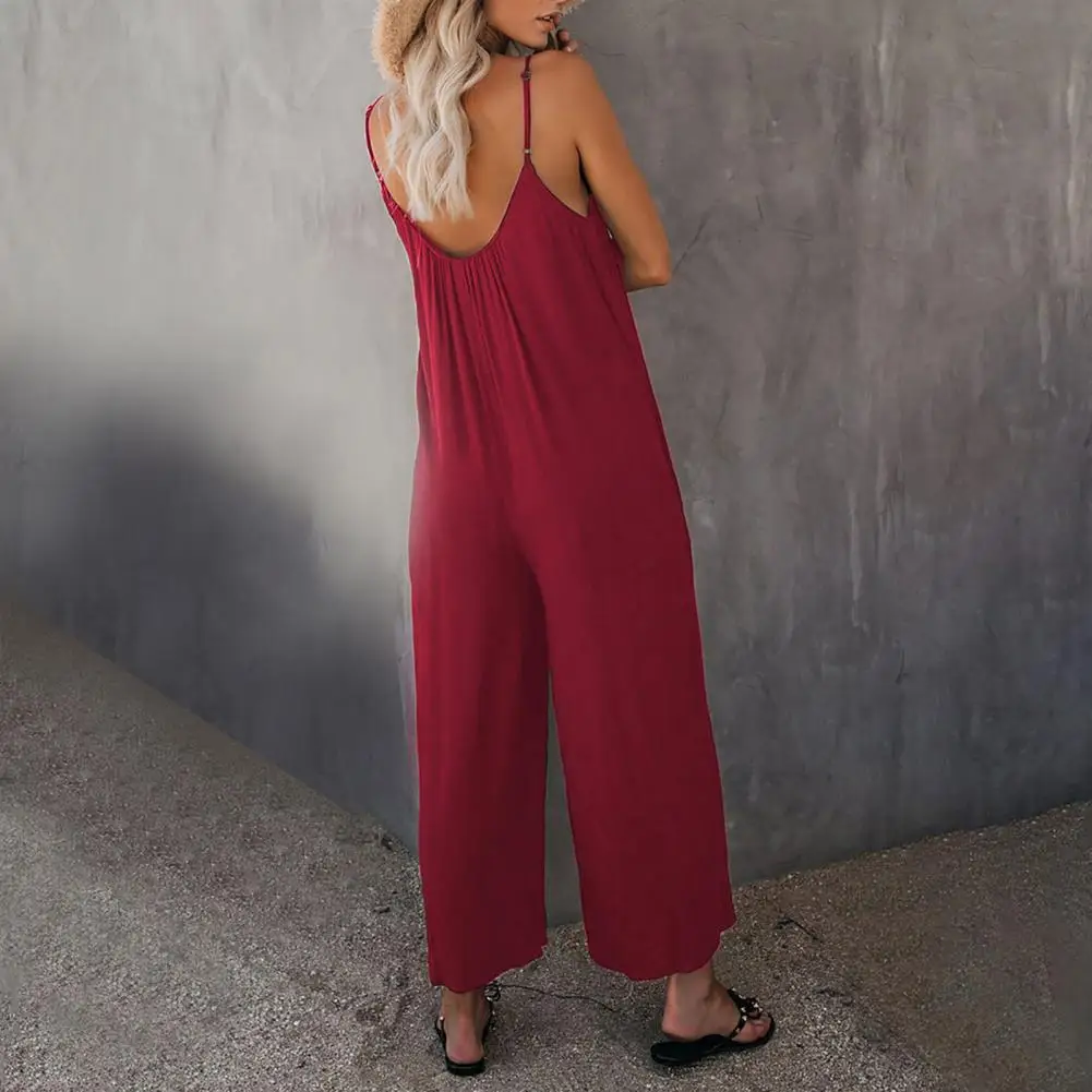 

Jumpsuit Strap Pockets Siamese Overalls Women Adjustable Spaghetti Strap Stretchy Long Pant for Party Grey S-3XL Women Clothing