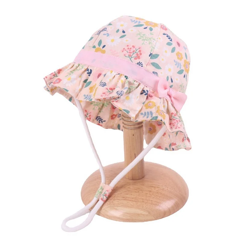 Gorro de lavabo con estampado de flores para ni&ntilde;as, gorros de sol para ni&ntilde;os, bonete para ni&ntilde;os-4