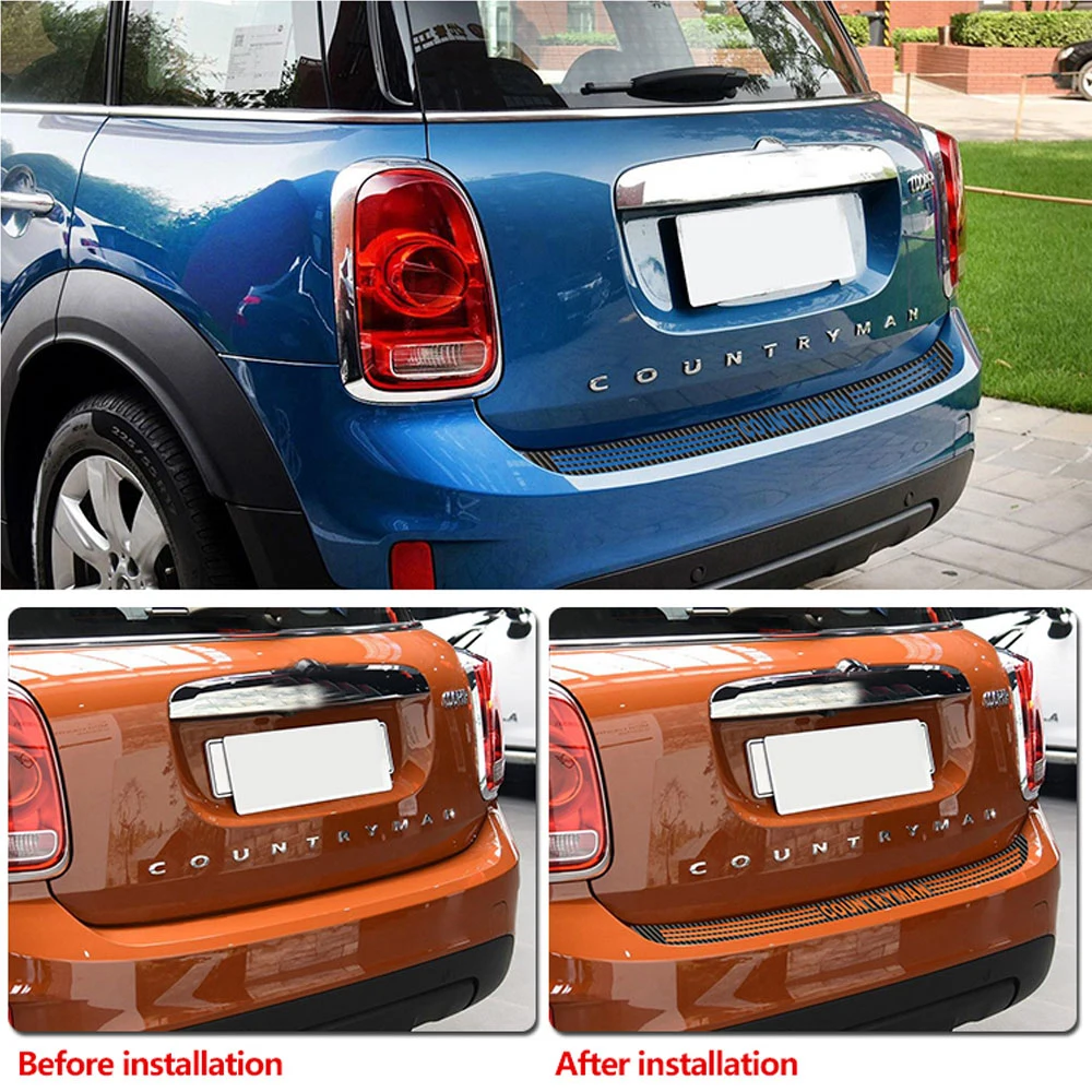 

DSYCAR 1Pcs Car Styling Rear bumper Trunk Edge Protector Guard Trim 5D Carbon Fibre Vinyl Decal stickers for MINI R60 Stickers