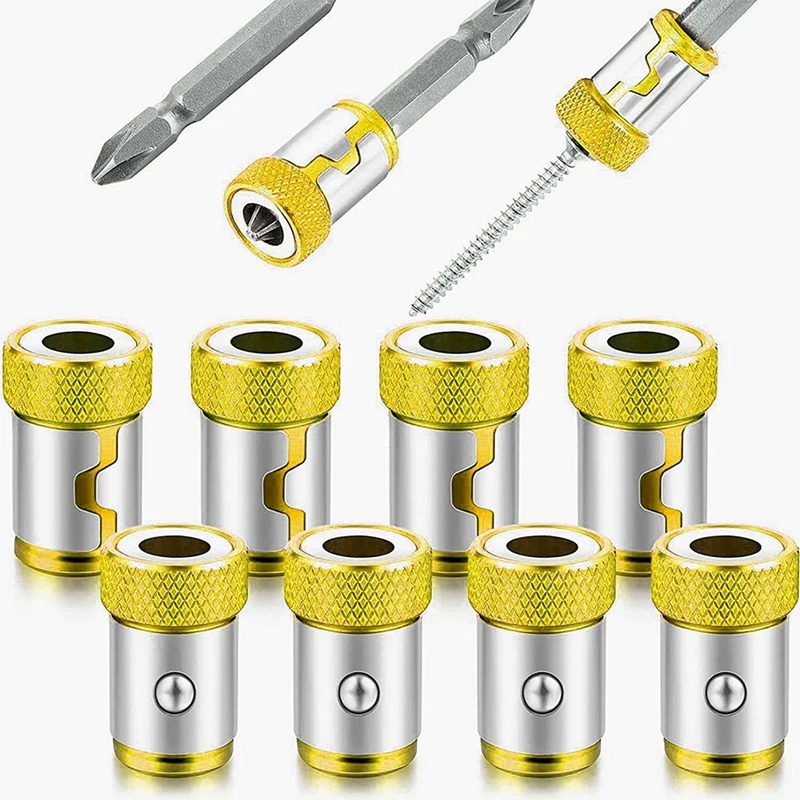 

16 Pcs Magnetic Screw Ring Bit Metal Magnetizer Ring Screw Magnetic Holders Removable Magnetizer Bits for 1/4 Inch