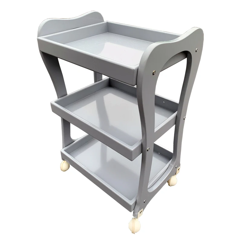 

High-quality paint beauty cart compressed solid wood board three-layer mobile Nordic car nail