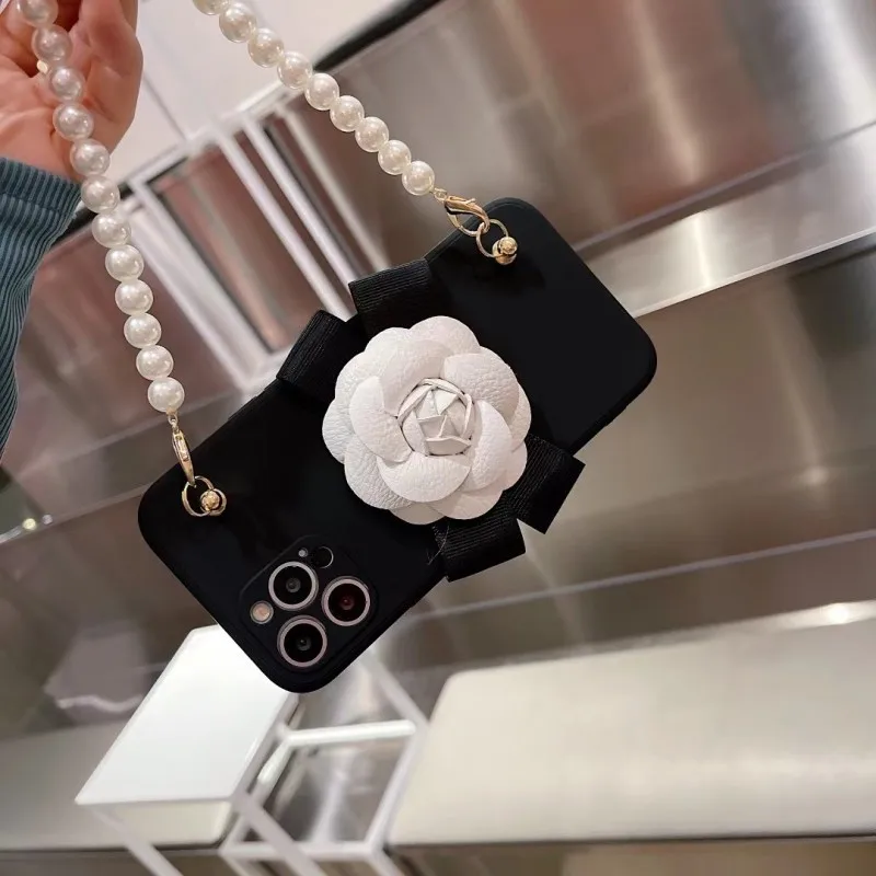 ins camellia pearl bracelet chain liquid phone case for samsung galaxy s22 s21 s20 plus ultra fe s10 s9 s8 note 8 9 10 20 pro free global shipping