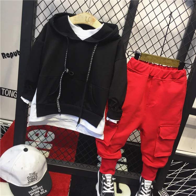 Комплект из 2 предметов Модный комплект одежды для мальчиков толстовка с