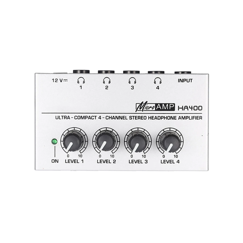 4 канала аудио стерео усилитель для наушников с адаптером питания черный Мини HA400