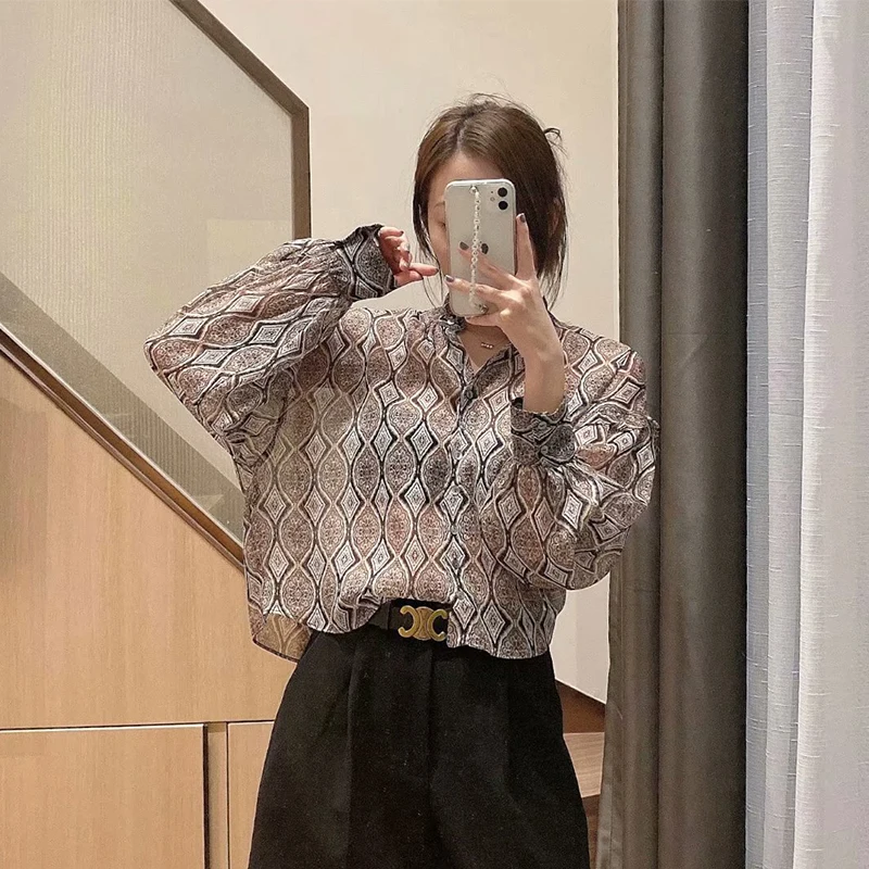 Женская шифоновая блузка ZA Повседневная рубашка с ламинированным украшением