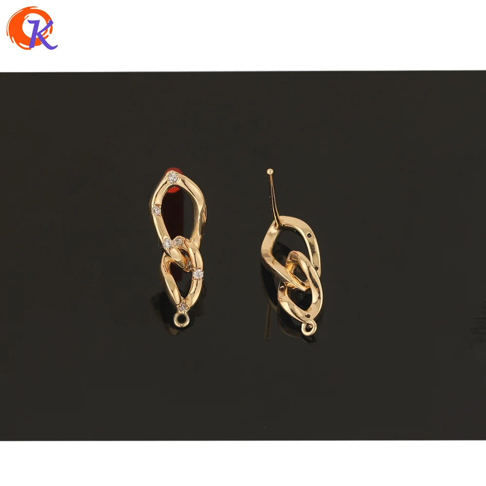 

Cordial Design 20Pcs 7*18MM Jewelry Accessories/DIY Earring Findings/Hand Made/Genuine Gold Plating/Chain Shape/CZ Earrings Stud