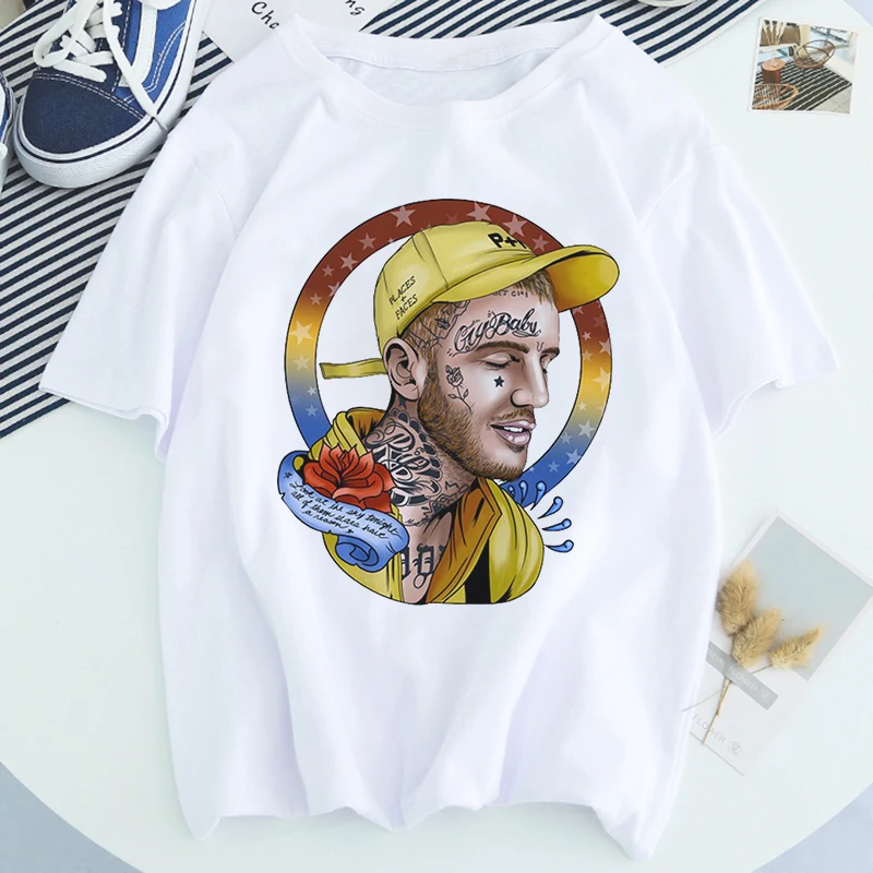 90s Графический Корейская одежда Lil открытым Футболка Harajuku в стиле хип хоп