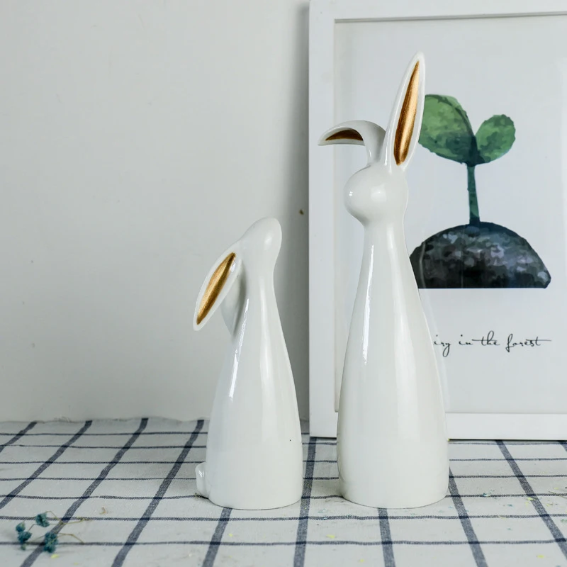 Милые миниатюрные фигурки зайчика скандинавские керамические кролика для дома и