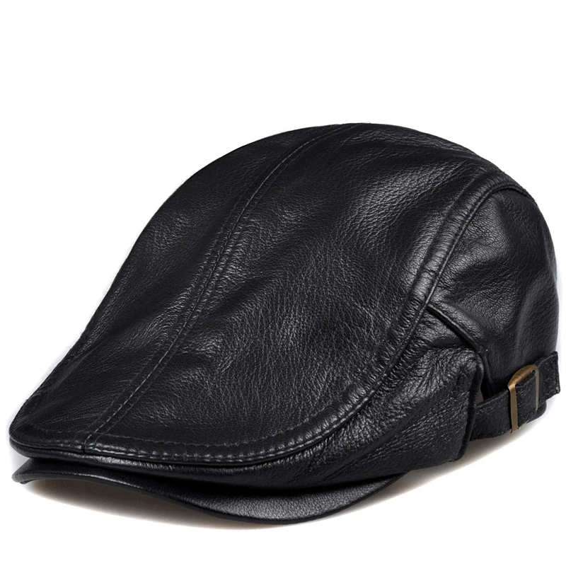 Тонкий мужской берет из овчины Корейская версия кожаной шапки Осень зима дикая