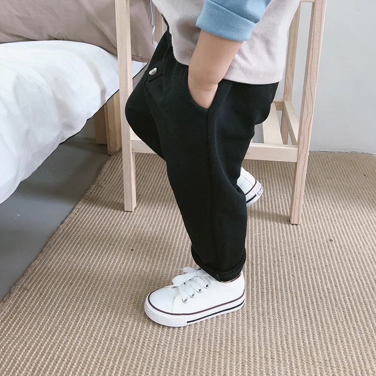 Korean style boys cotton color matching casual pants kids 2 colors all-match trousers