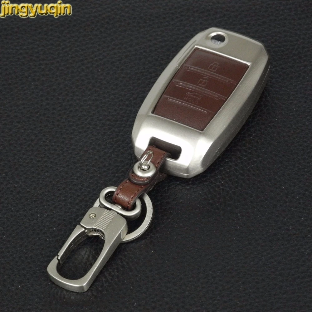 

Jingyuqin, 3 кнопки, Новое поступление, цинковый сплав + кожа, чехол для ключа автомобиля, чехол для Kia Sportage R K3 K4 K5 Ceed Sorento, автомобильный стиль