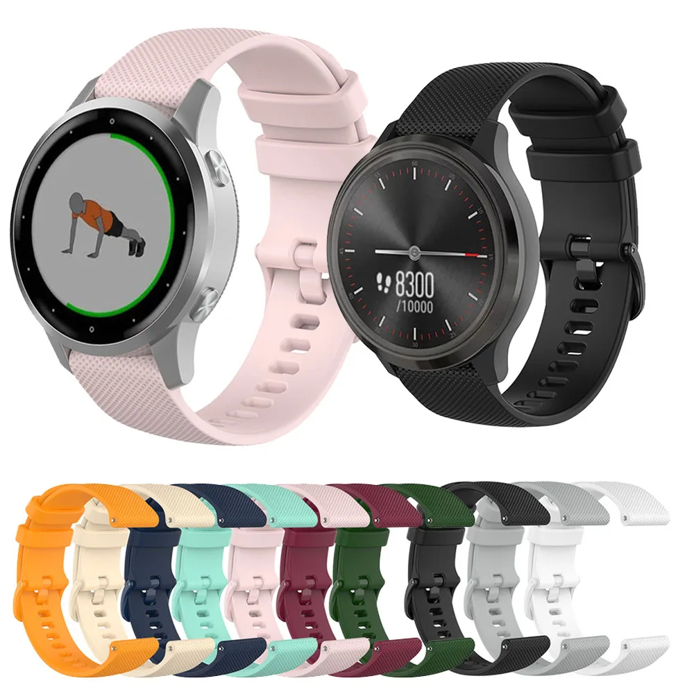 

18 20 22MM Watch Strap For Garmin Vivoactive 4S 4 3 Smart Watch Sport Silicoe Wristband For Garmin Active S / Move 3S Bracelet