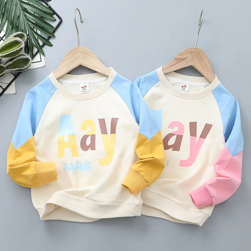 

2021 Spring Autumn Sweatshirt Children's Printed Letters Hoodies Casual Cotton Long Sleeve T-shirt For Girls 3-12T Korean Style