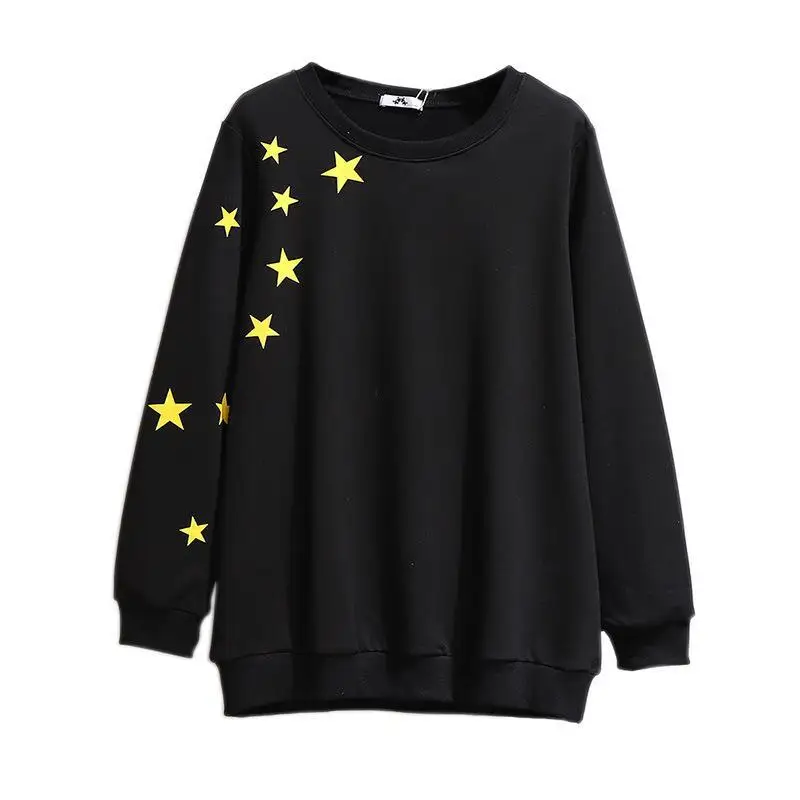 2XL-6XL Plus Size Autumn Hoodies Sweatshirt Winter Cotton Women Casual Tops Long Sleeve Print Pullover 5XL Large Sweatshirt Tops