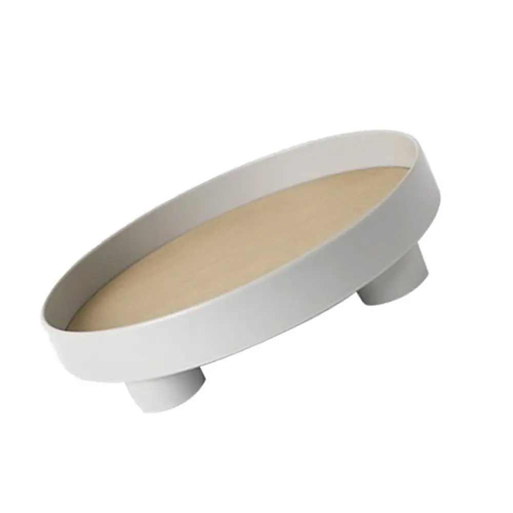 

1PC Multi-function Tray Desktop Decorative Tray Perfume Sundries Plate (White)