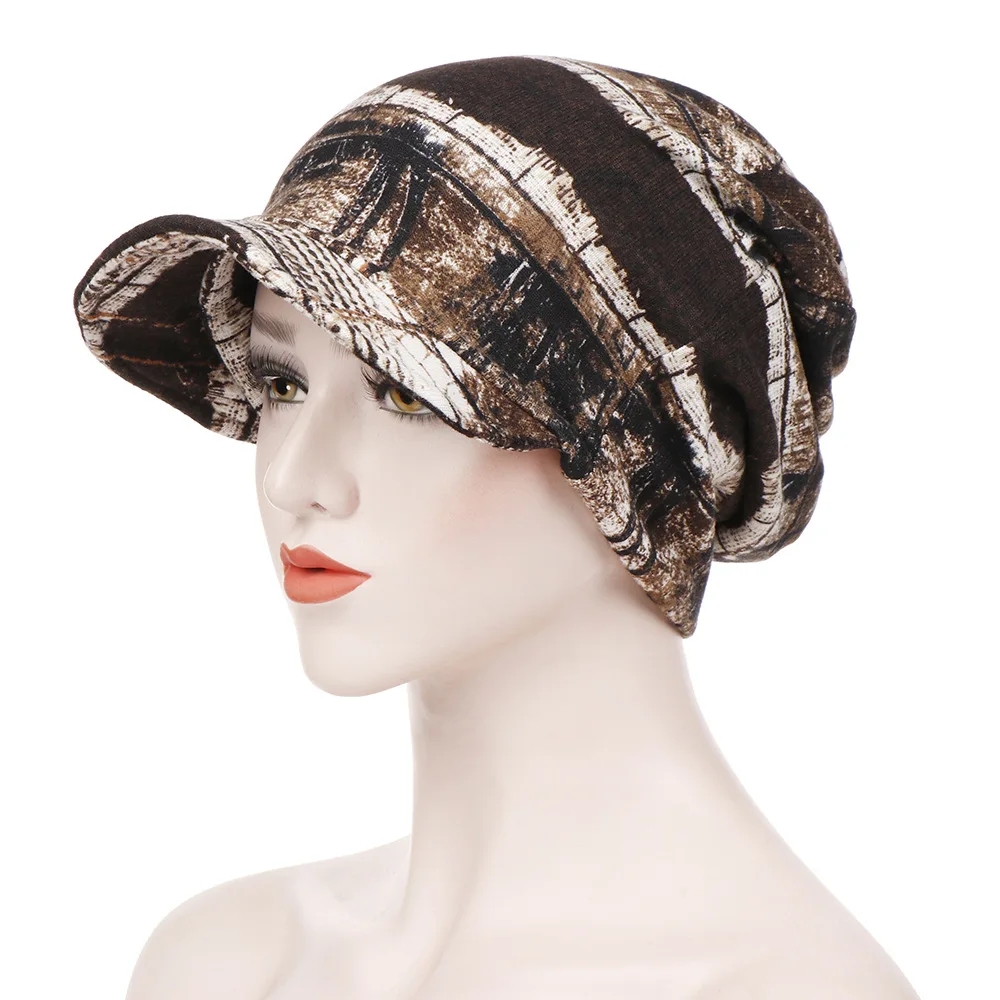 Fashion Women Floral Print Cotton Keep Warm Winter Wide-Brimmed Cap Turban Visor Hat Turbante mujer | Тематическая одежда и