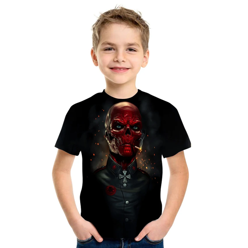 

Summer Fun Kids Skull Print 3d T-Shirt For Boys And Girls Fashionable Hip-Hop T-shirt For Teenagers Cool Oversized Short Sleeve
