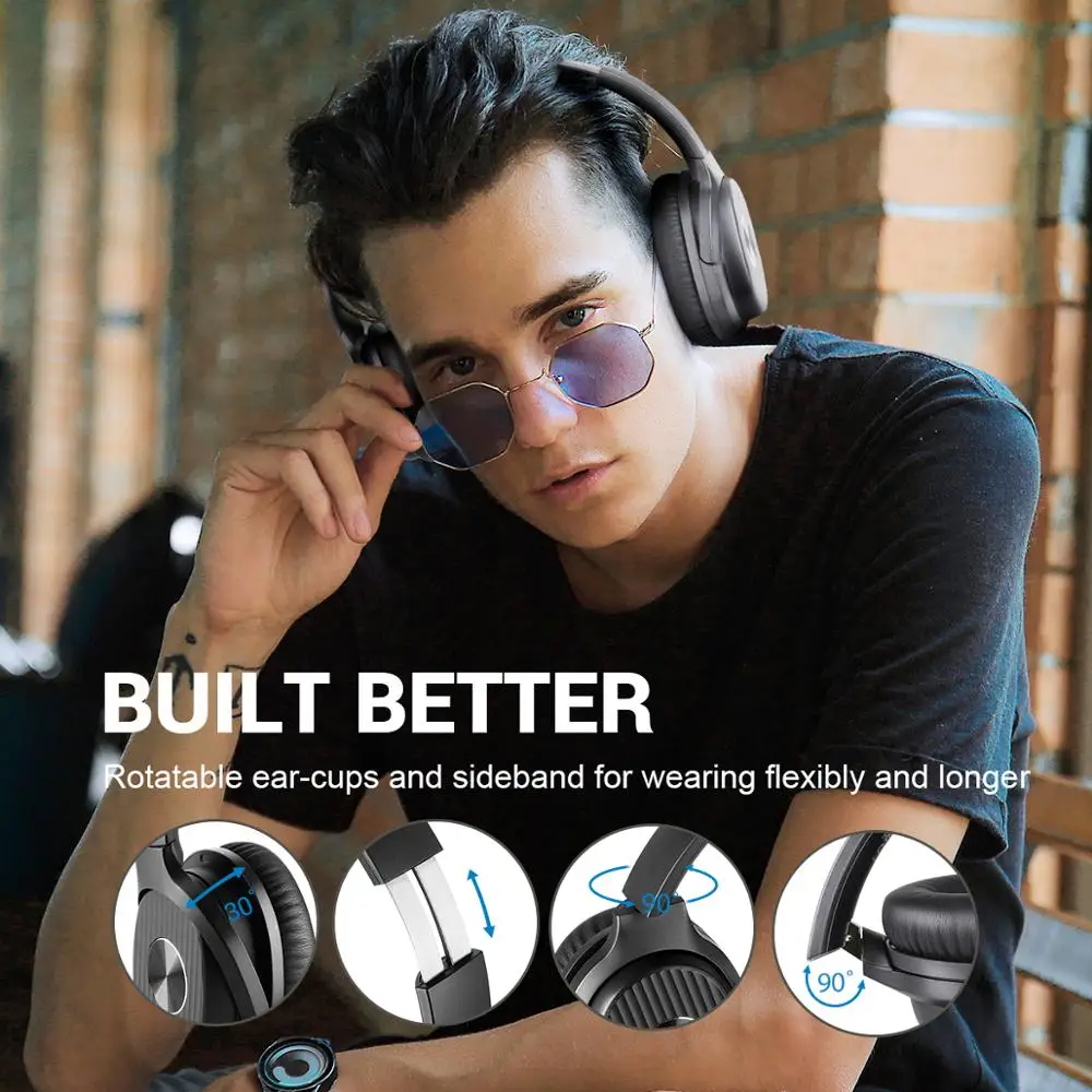 EKSA E5 Bluetooth 5,0 наушники с активным шумоподавлением Наушники 920 мАч беспроводная гарнитура с микрофоном для телефонов складные Накладные наушники