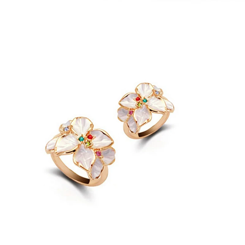 Женское кольцо с черным и белым кристаллом украшение для вечевечерние цветком