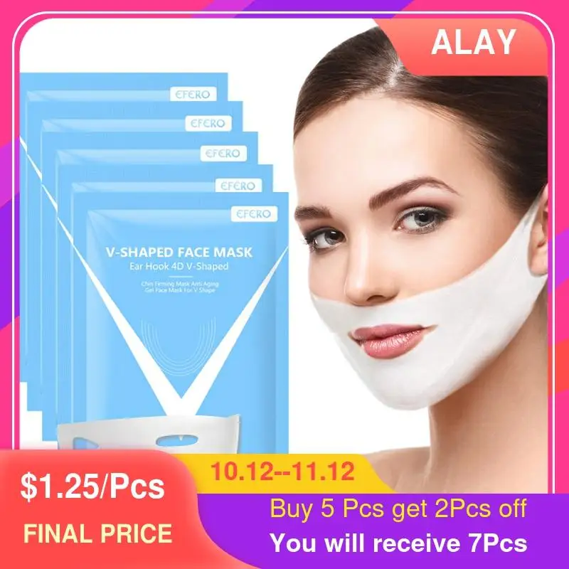 

5PCS 4D Ear Hook V-shaped Face Mask Chin Firming Slimming Gel Face Masks Lifting Face Mask Bandage Double Chin V Shape Face Mas