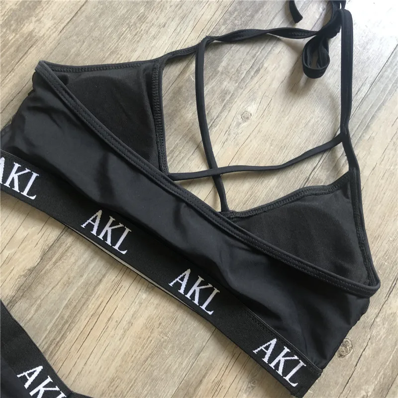 Sexy letter print swimsuit female Hardpack Push up bikini bandage swimwear women bathers Strap bathing suit Swimming suit