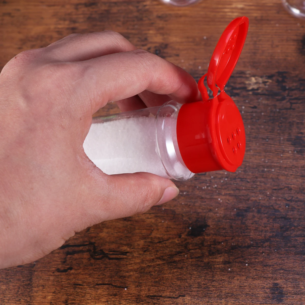 12 шт. в упаковке Пластик специй Солонка и перечница с дырочками сверху для