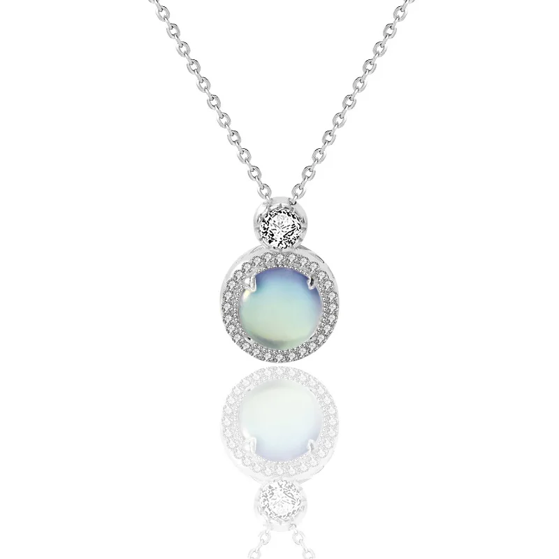 

Micro Inlaid S925 Jewelry Women's Moonstone Necklace Heart of the Universe Clavicle Chain Party Gift