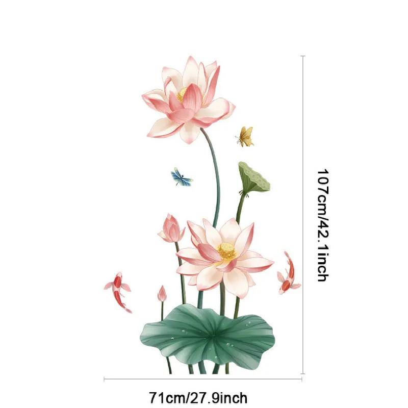 

3D Lotus Wall Stickers Flowers Teenager Living Room Bedroom Bathroom Home Decor Self-adhesive Wallpaper Fridge Stickers Poster