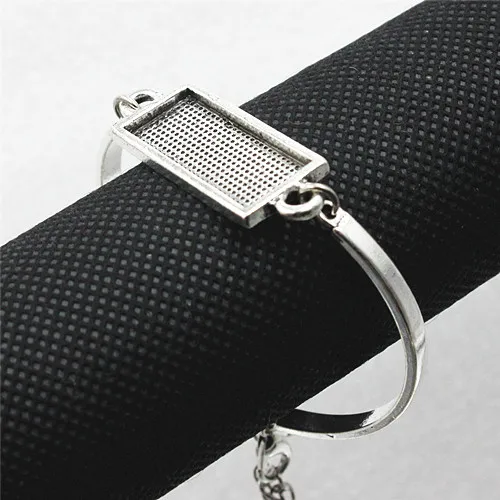 Antique silver Fit 10x25 мм винтажный металлический прямоугольник пустая Установка ободок браслет из кабошона прямоугольная основа для DIY браслет 5 нитей/лот K05376 - Цвет: Antique silver