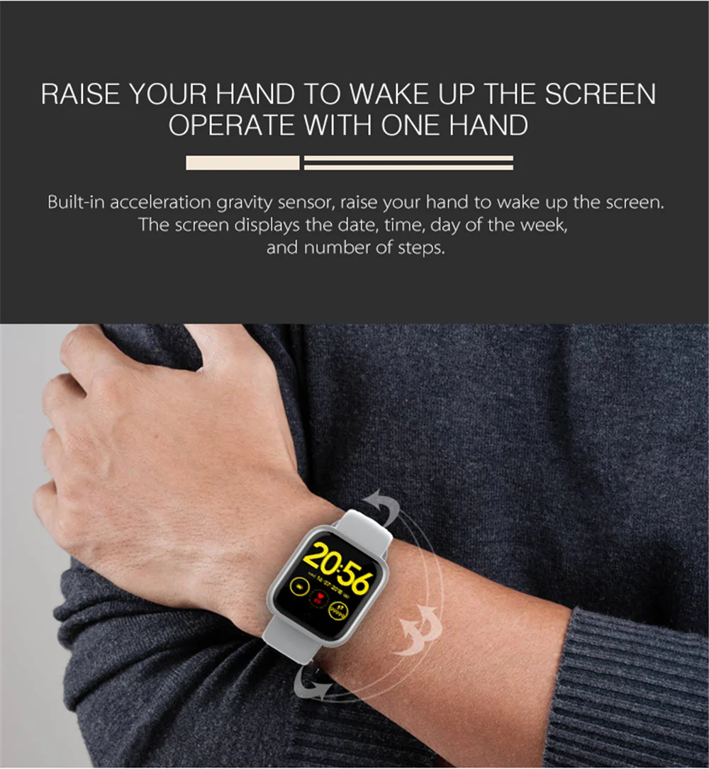 Водонепроницаемые Смарт часы GT1 для мужчин и женщин спортивные с пульсометром