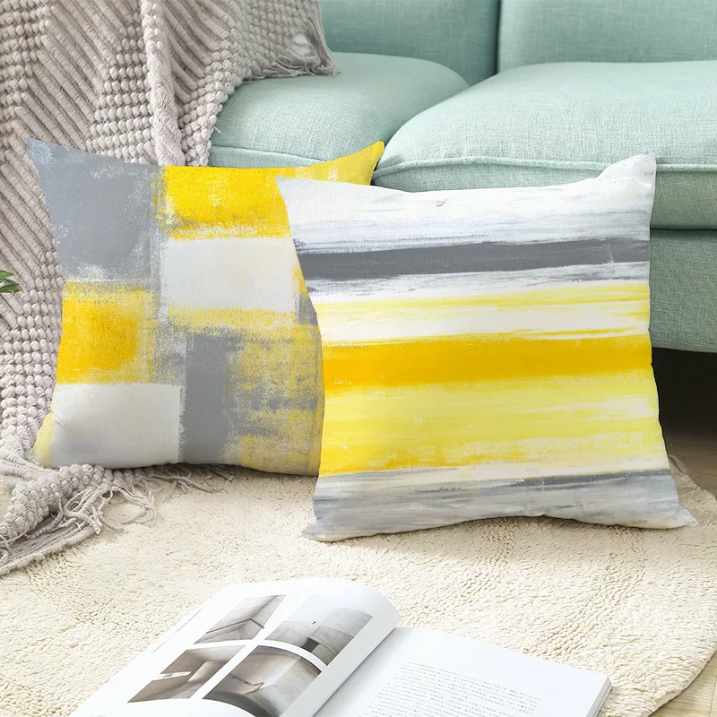 

Home Furnishing Peach Skin Pillowcase Geometric Abstract Sofa Pillowcase Watercolor Printing Cushion Cover Decorative Pillows