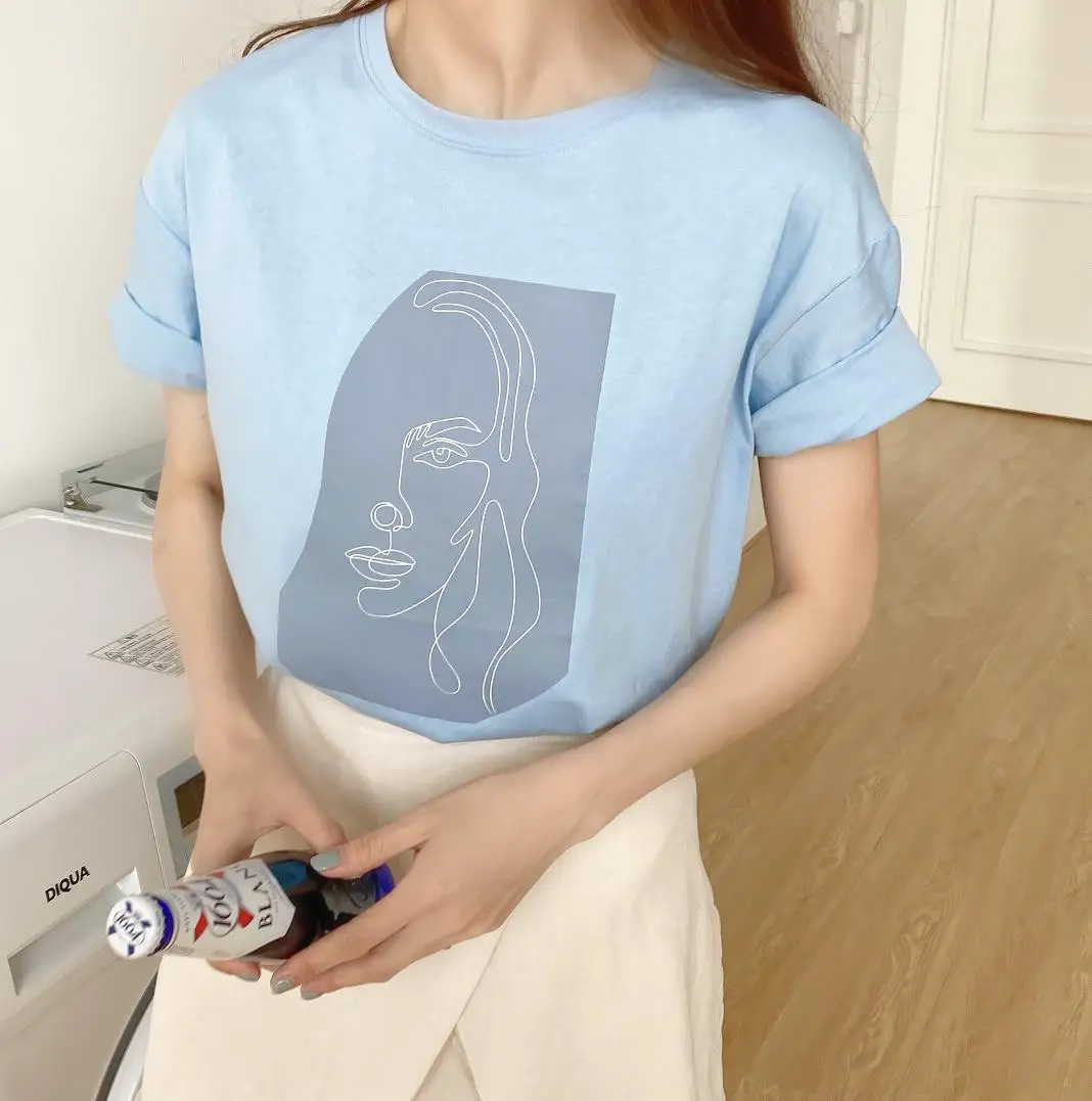 Женские дизайнерские футболки с абстрактным принтом однотонные белые хлопковые