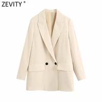 zevity women fashion notched collar solid casual blazer coat office ladies stylish outwear suit chic business brand tops sw710