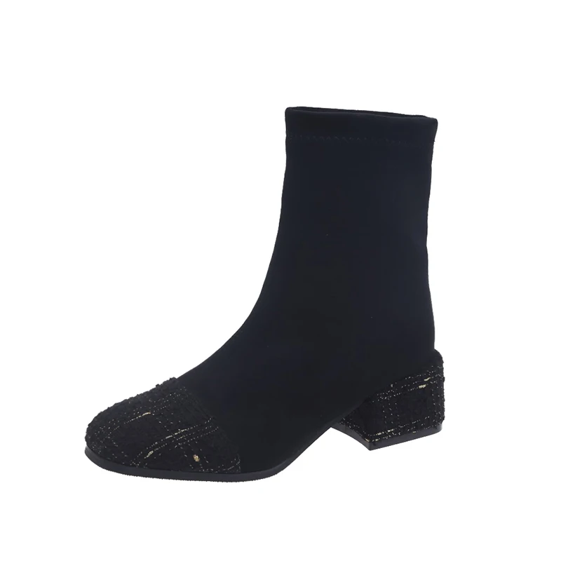 Сезон осень-зима короткие цилиндрические ботинки на высоком каблуке Ботинки martin