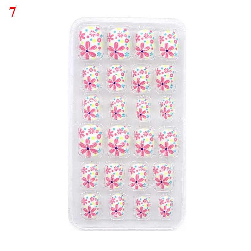 

Manicure Kids Candy Color Nail Decoration Nail Art 24Pcs/box New Girls Children False Nails Full Cover Nail Decoration