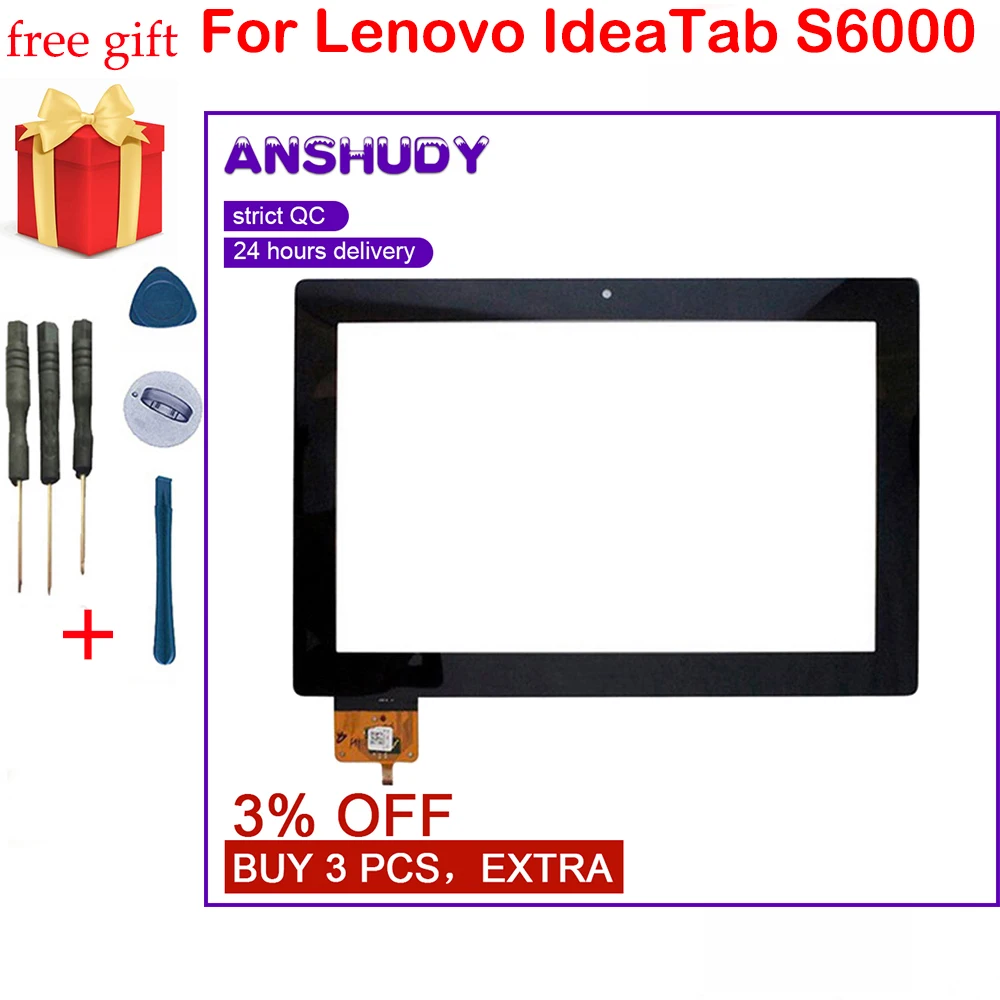 Черный для Lenovo IdeaTab S6000 H S6000H сенсорный экран дигитайзер Сенсорное стекло Сменные