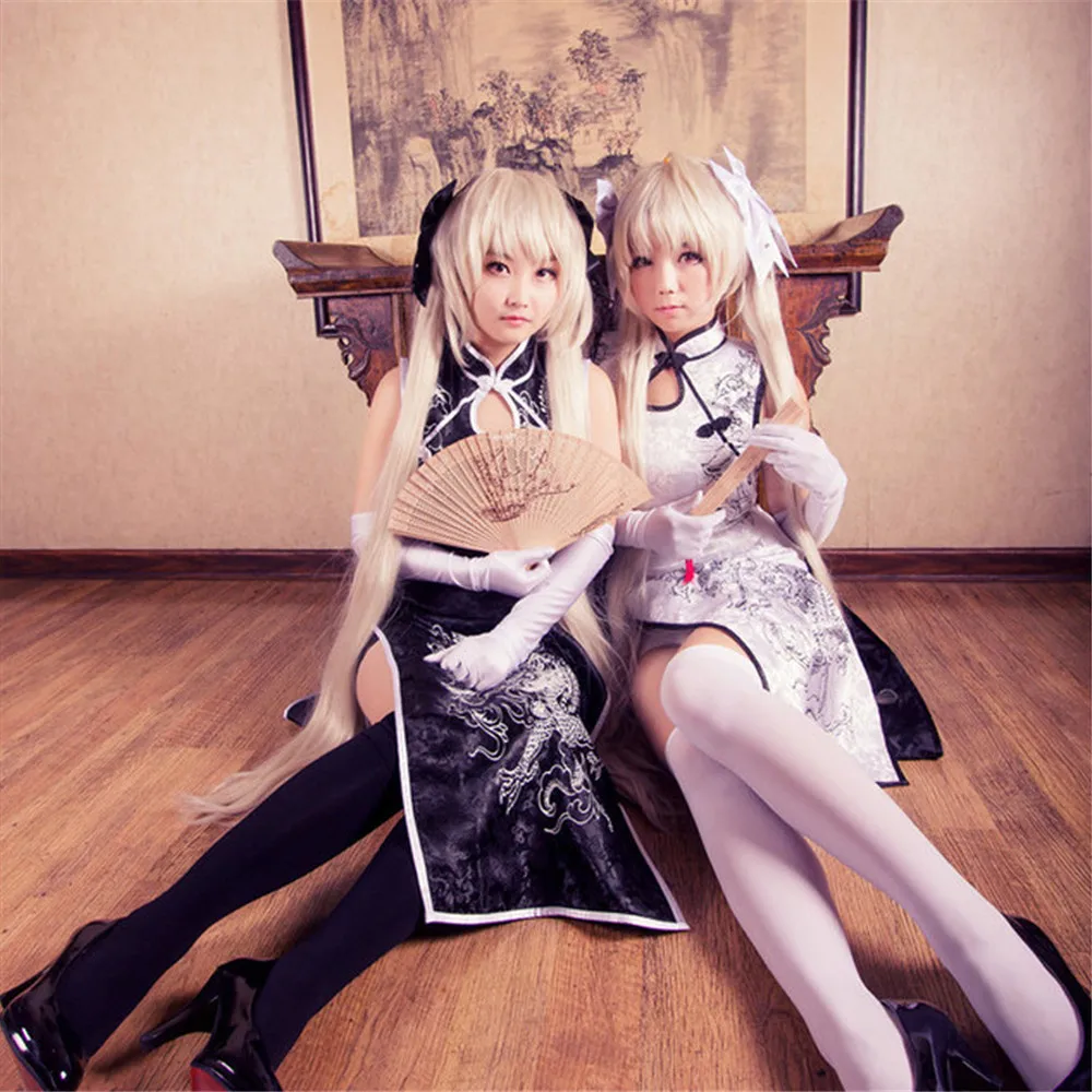 Костюм для косплея Чонсам Yosuga no Sora одежда белый или черный костюм + перчатки носки