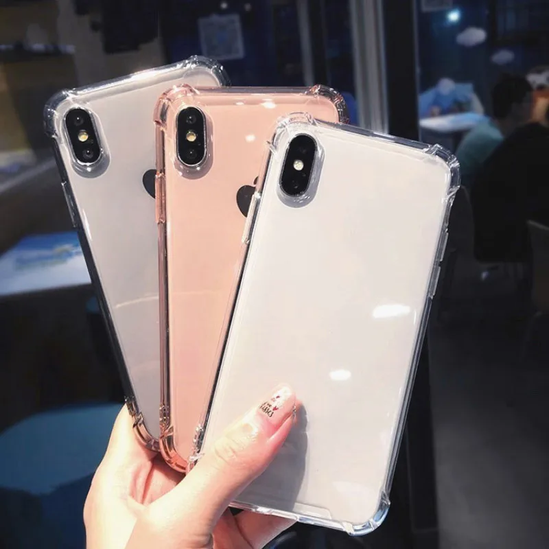 Противоударный бампер прозрачный силиконовый чехол для телефона iPhone X XS XR Max 8 7 6 6S
