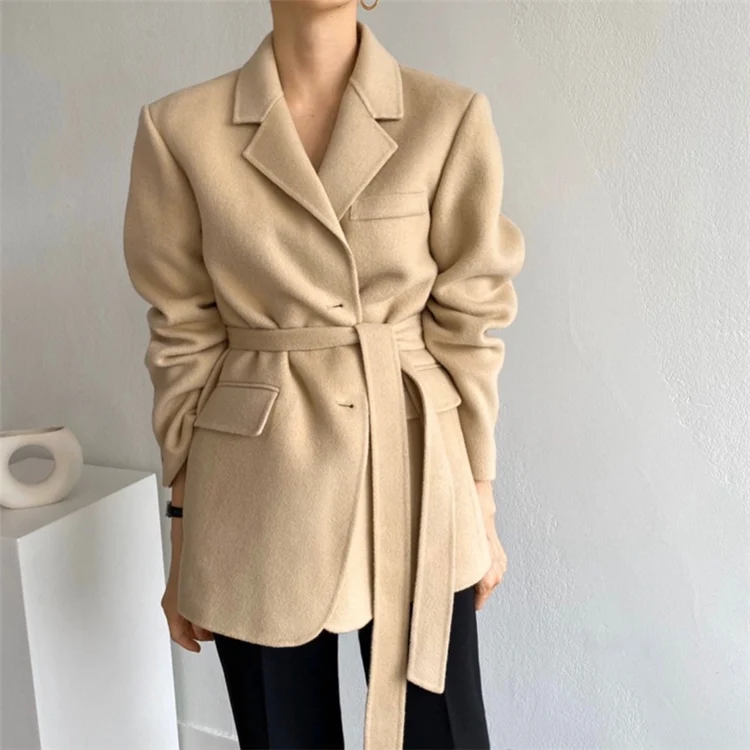 

Notched Vintage Oversize With Belt Office Tops New 2020 Autumn Winter Women's Blazers Buttons Pockets Jackets