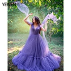 Женское вечернее платье без рукавов, фиолетовое длинное платье для выпускного вечера с V-образным вырезом для фотосессии или вечеринки в стиле Babyshower, 2021