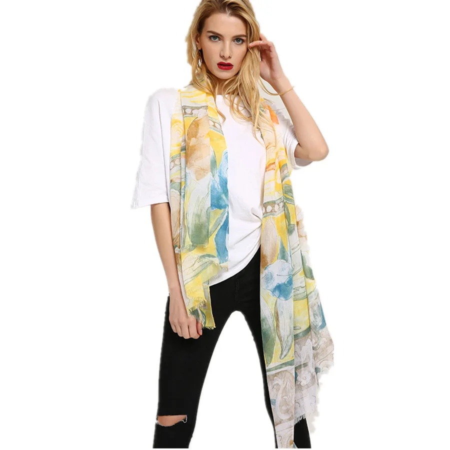 Шарфы с принтом духов лилии женские шали пляжное полотенце шарф Прямая поставка