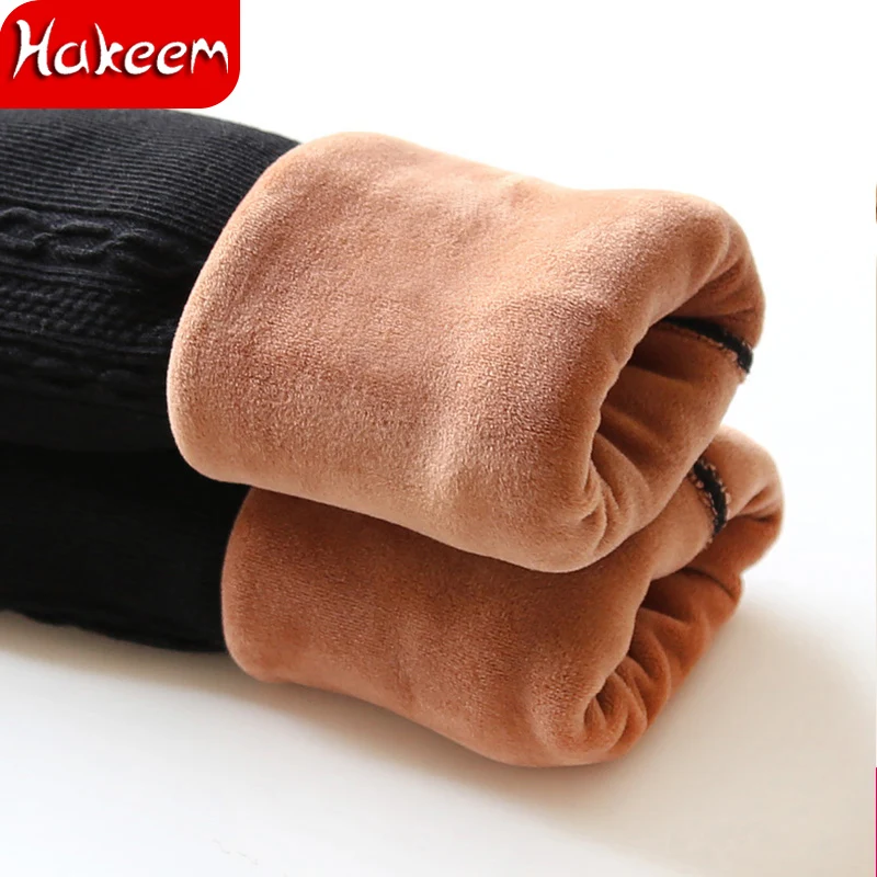 Брюки для девочек детские вязаные осенне-зимние красочные плотные теплые