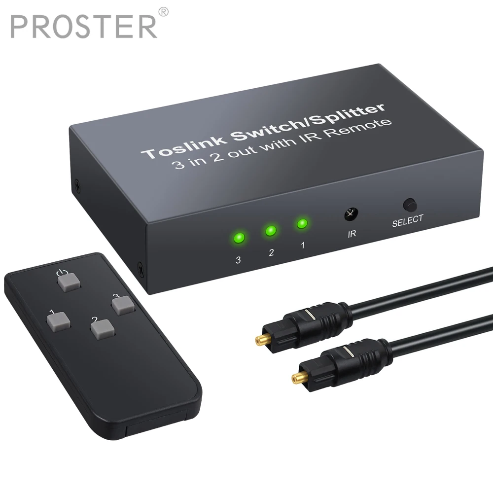 3-портовый оптический коммутатор с 2-сторонним Spdif Toslink цифровой аудио сплиттер