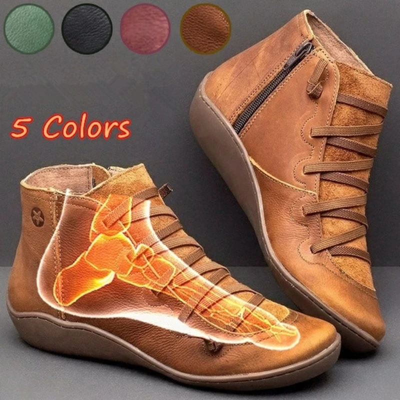 Женские ботильоны с поддержкой свода стопы повседневные зимние короткие кожаные ботинки перекрестными