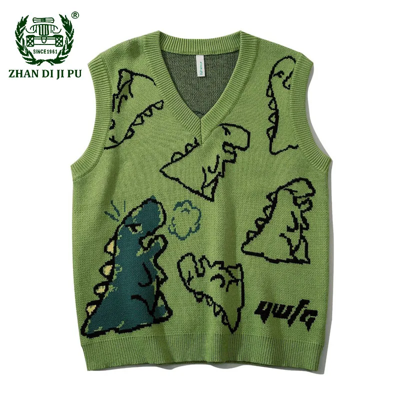 Вязаный свитер в стиле Харадзюку мужской модный пуловер с мультяшным рисунком