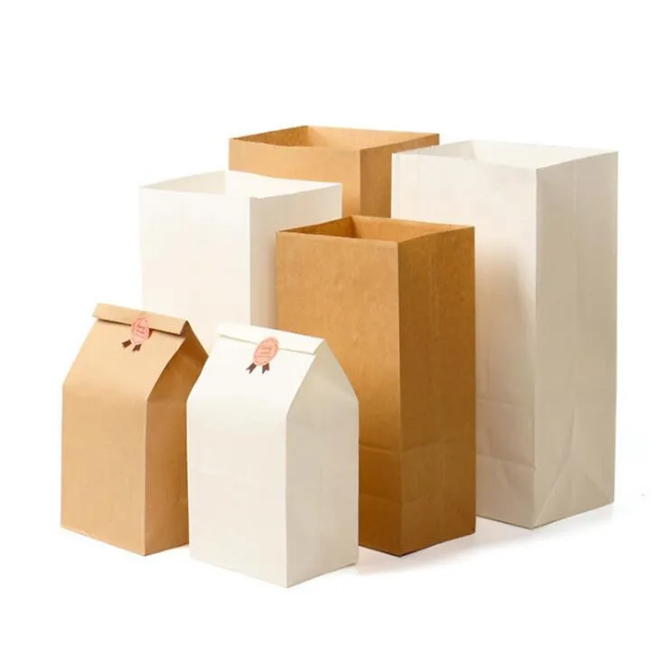 100 шт. Коричневый и белый цвет крафт-бумаги Бумага хлебный мешок Еда печенье