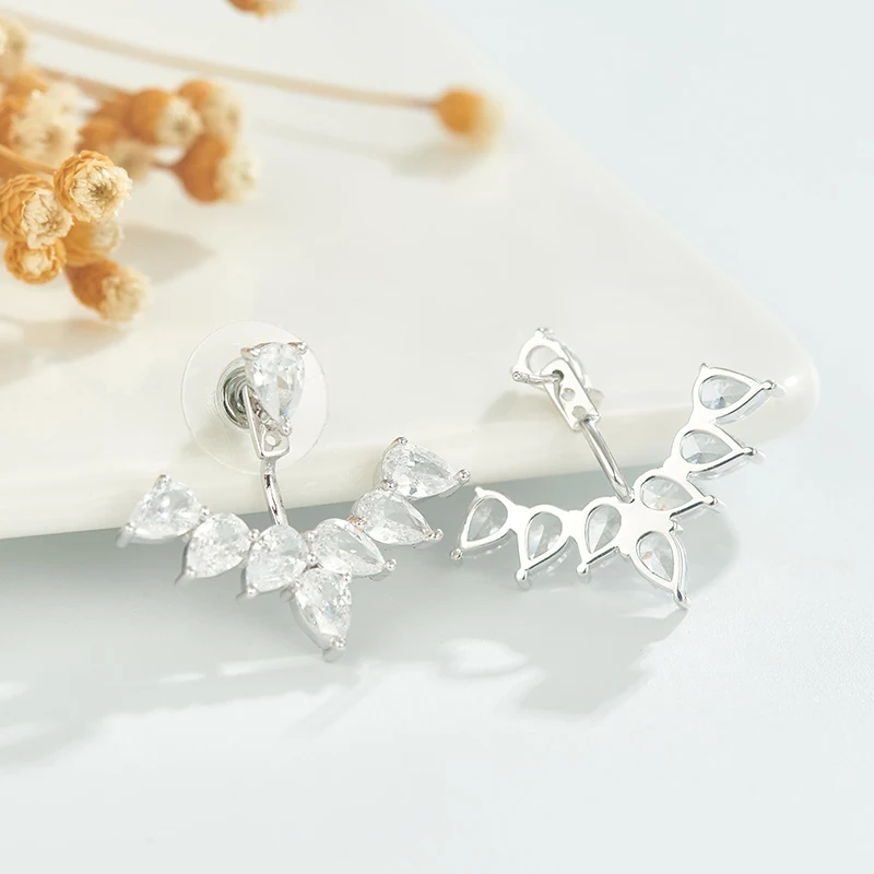 

Unique Pear Cut Zircon Ear Jacket Earringsfor Women in Fashion Jewelry Party Cocktail LSE042